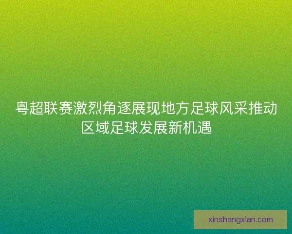 粤超联赛激烈角逐展现地方足球风采推动区域足球发展新机遇